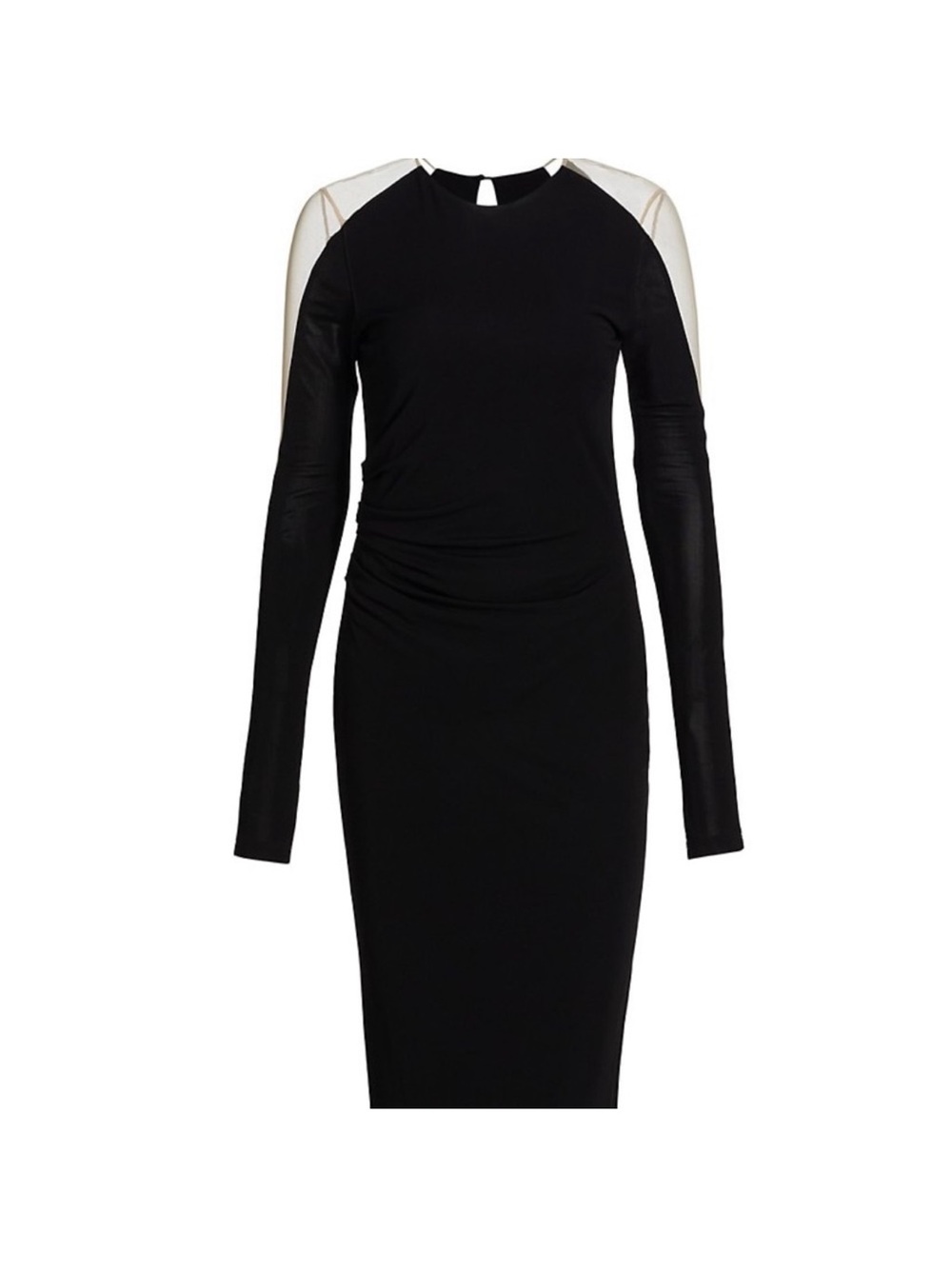 Helmut Lang Long Sleeve Black Sheath Dress with Contrast Shoulder Insets XL NWT